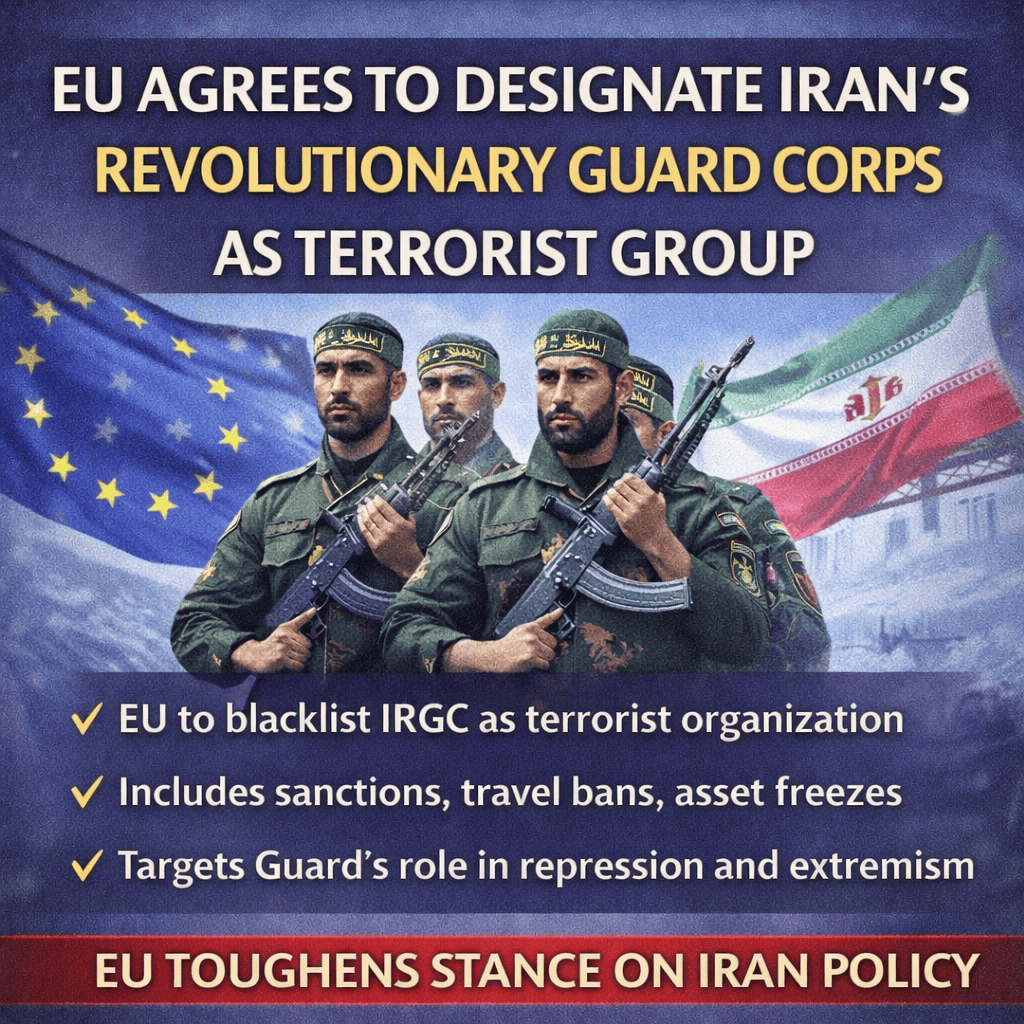 EU Agrees to Designate Iran’s Revolutionary Guard Corps as Terrorist Group