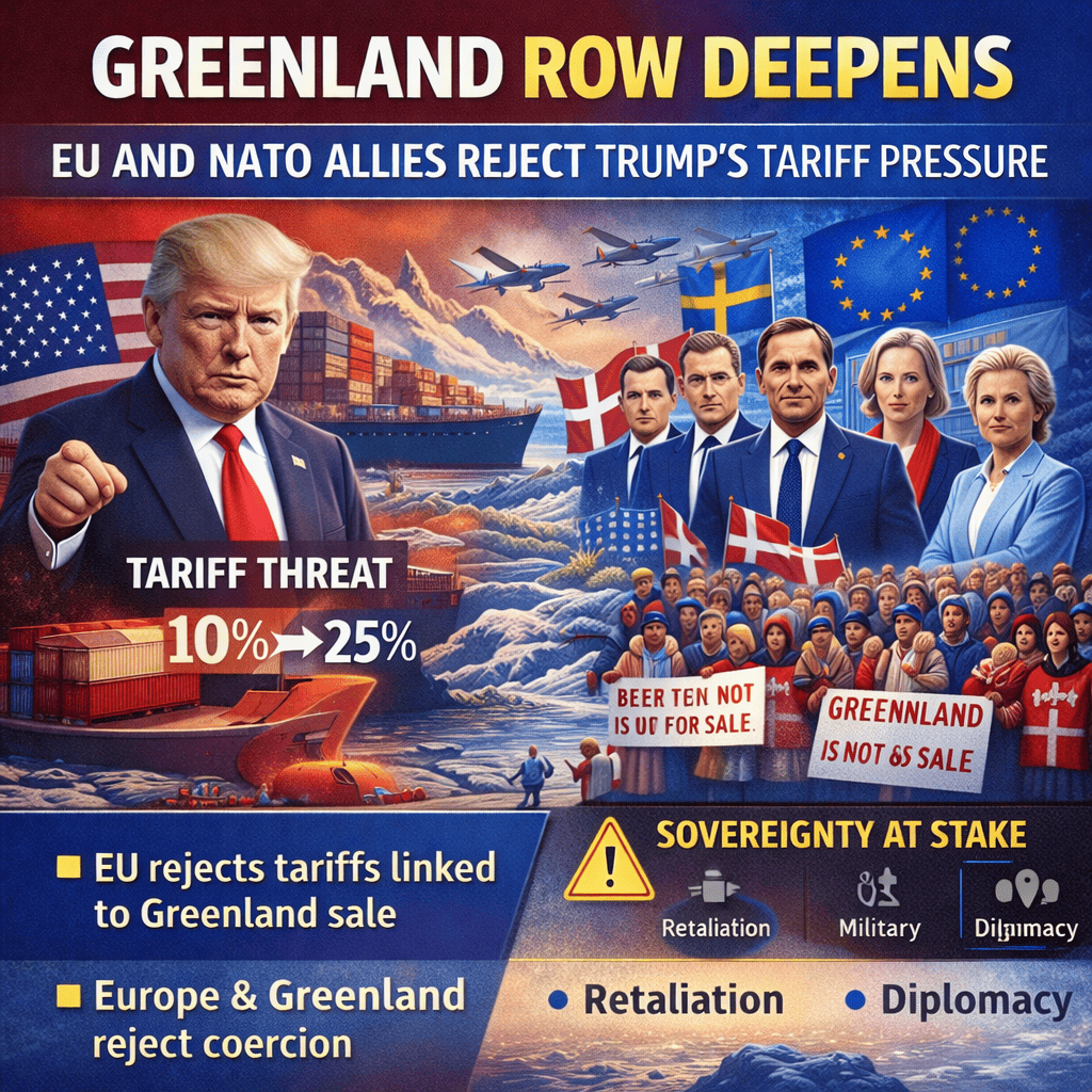 Greenland Row Deepens as EU and NATO Allies Reject Trump’s Tariff Pressure