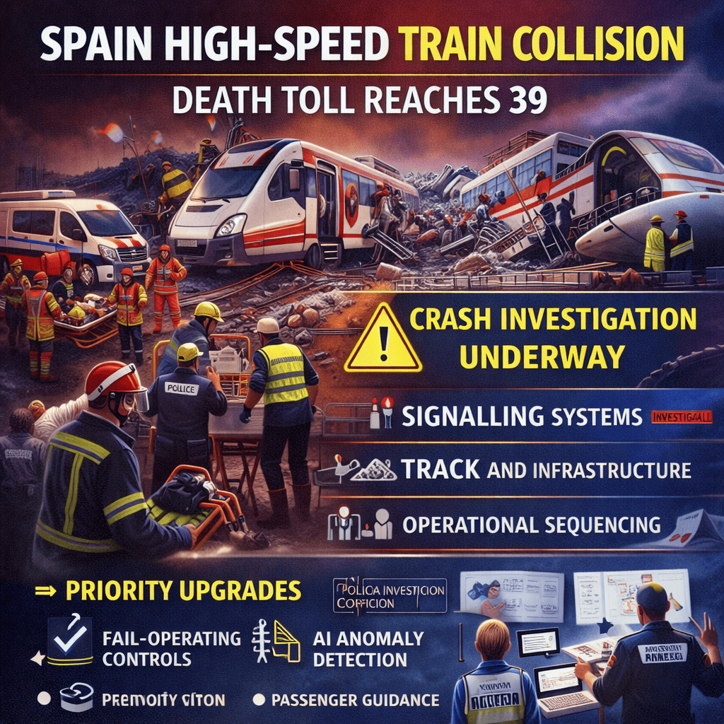 Spain High-Speed Train Collision: Toll Reaches 39 as Investigators Examine Signalling and Track